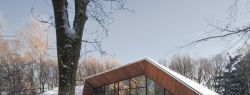 Dutch architects have erected a house on a snowy hill